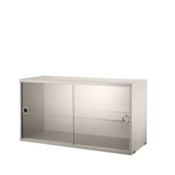 Outlet String Cabinet vitrina con puertas correderas de cristal , , 78x30 cm Beige