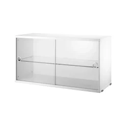 Online String Cabinet vitrina con puertas correderas de cristal , , 78x30 cm Blanco