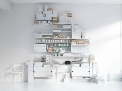 Online String Cabinet vitrina con puertas correderas de cristal , , 78x30 cm Blanco