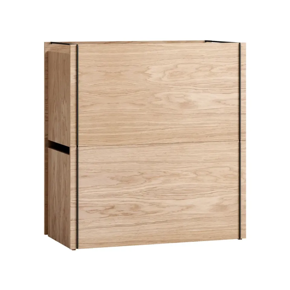 Clearance MOEBE Caja de almacenaje de roble 33x60 cm, Wood, black MarrónNegro