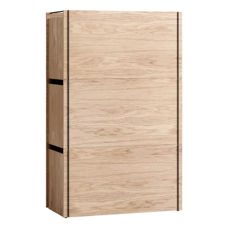 Clearance MOEBE Caja de almacenaje de roble 33x60 cm, Wood, black MarrónNegro