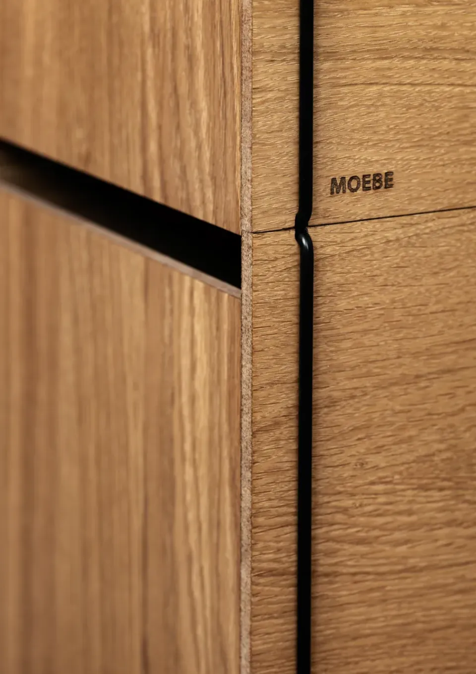 Clearance MOEBE Caja de almacenaje de roble 33x60 cm, Wood, black MarrónNegro