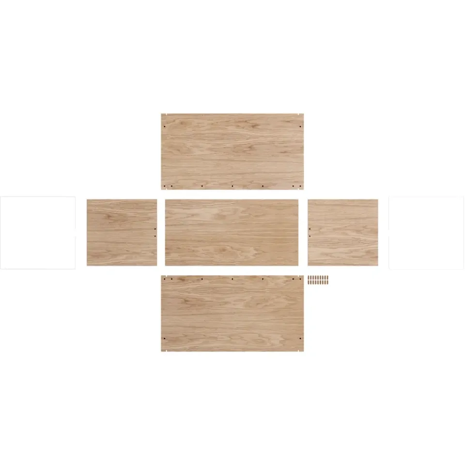 Discount MOEBE Caja de almacenaje de roble 33x60 cm, Wood, white MarrónBlanco