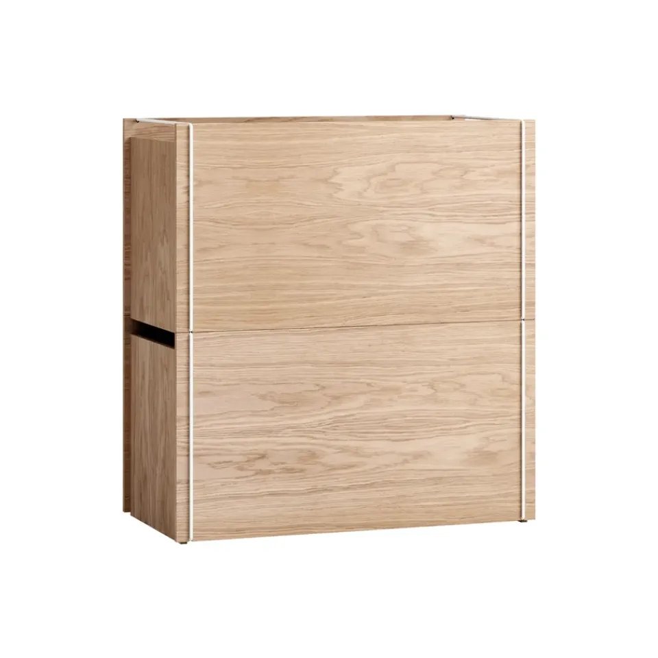 Discount MOEBE Caja de almacenaje de roble 33x60 cm, Wood, white MarrónBlanco