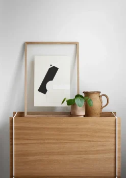 Discount MOEBE Caja de almacenaje de roble 33x60 cm, Wood, white MarrónBlanco