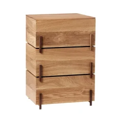 Hot Kristina Dam Studio Caja de almacenaje Stack, Oak, 3 piezas, patas de nogal aceitado oscuro Beige