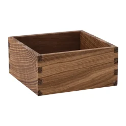 Discount Scandi Living Caja de almacenamiento Carve 15 cm, Roble teñido oscuro Marrón