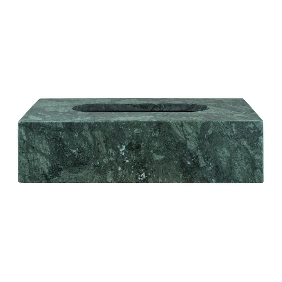 New Mette Ditmer Caja de pañuelos Marble 14x25,5 cm, Dark forest Verde