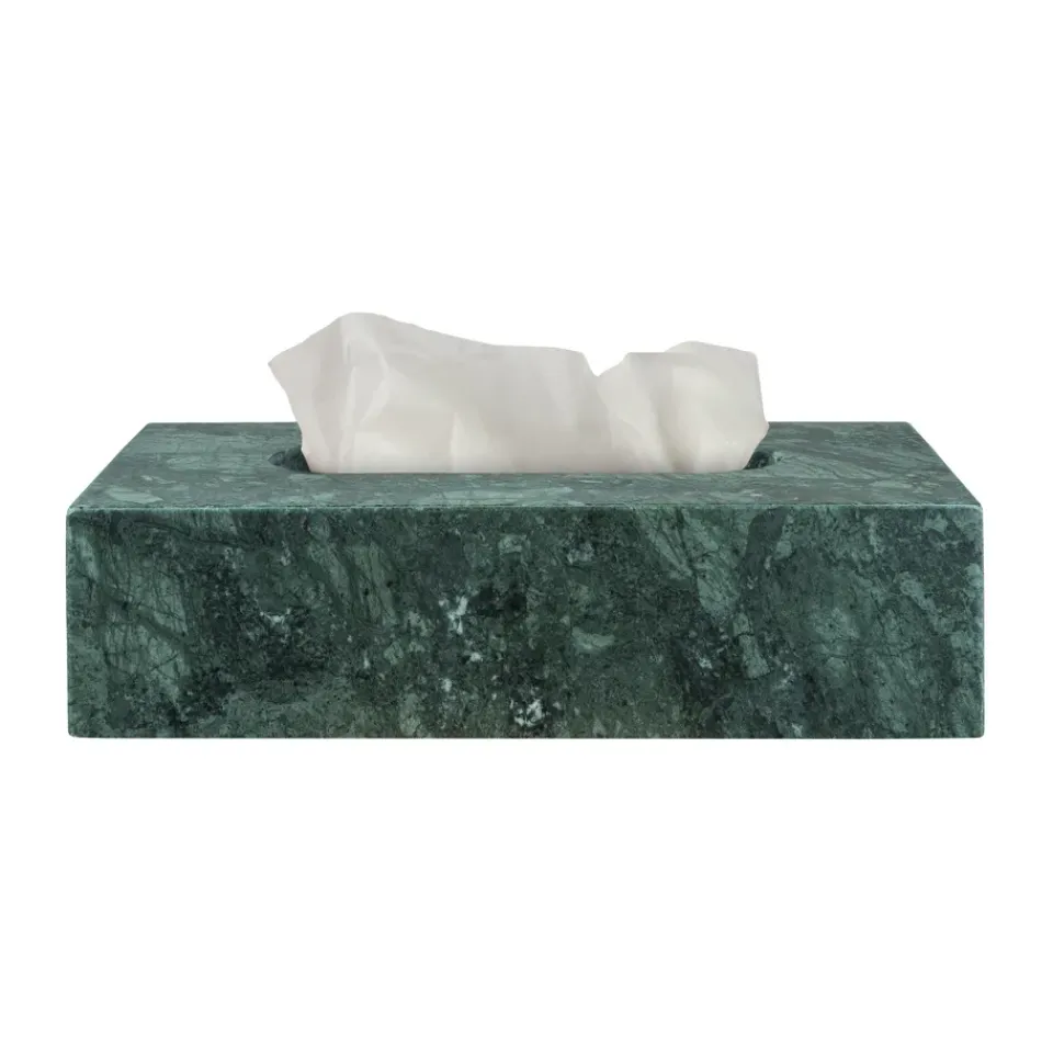New Mette Ditmer Caja de pañuelos Marble 14x25,5 cm, Dark forest Verde