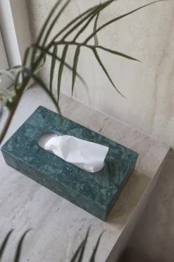 New Mette Ditmer Caja de pañuelos Marble 14x25,5 cm, Dark forest Verde