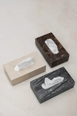 New Mette Ditmer Caja de pañuelos Marble 14x25,5 cm, Negro-gris NegroGris