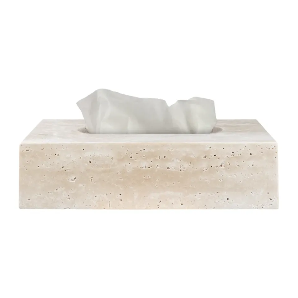 Sale Mette Ditmer Caja de pañuelos Travertine 14x25,5 cm, Linen Beige