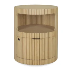 Clearance Ethnicraft Cajonera Boomerang con cerradura, Roble, Ø45 cm Beige