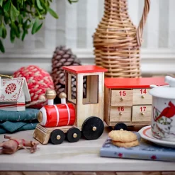 Clearance Bloomingville Calendario de navidad Paulownia tren, Multi Rojo