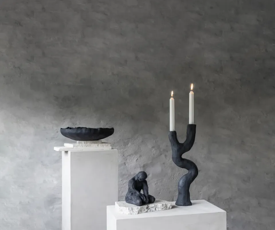 New Mette Ditmer Candelabro Art piece 41 cm, Black Negro