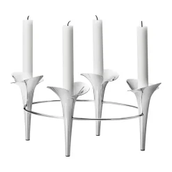 Discount Georg Jensen Candelabro Bloom Ø28 cm, Acero inoxidable Plateado