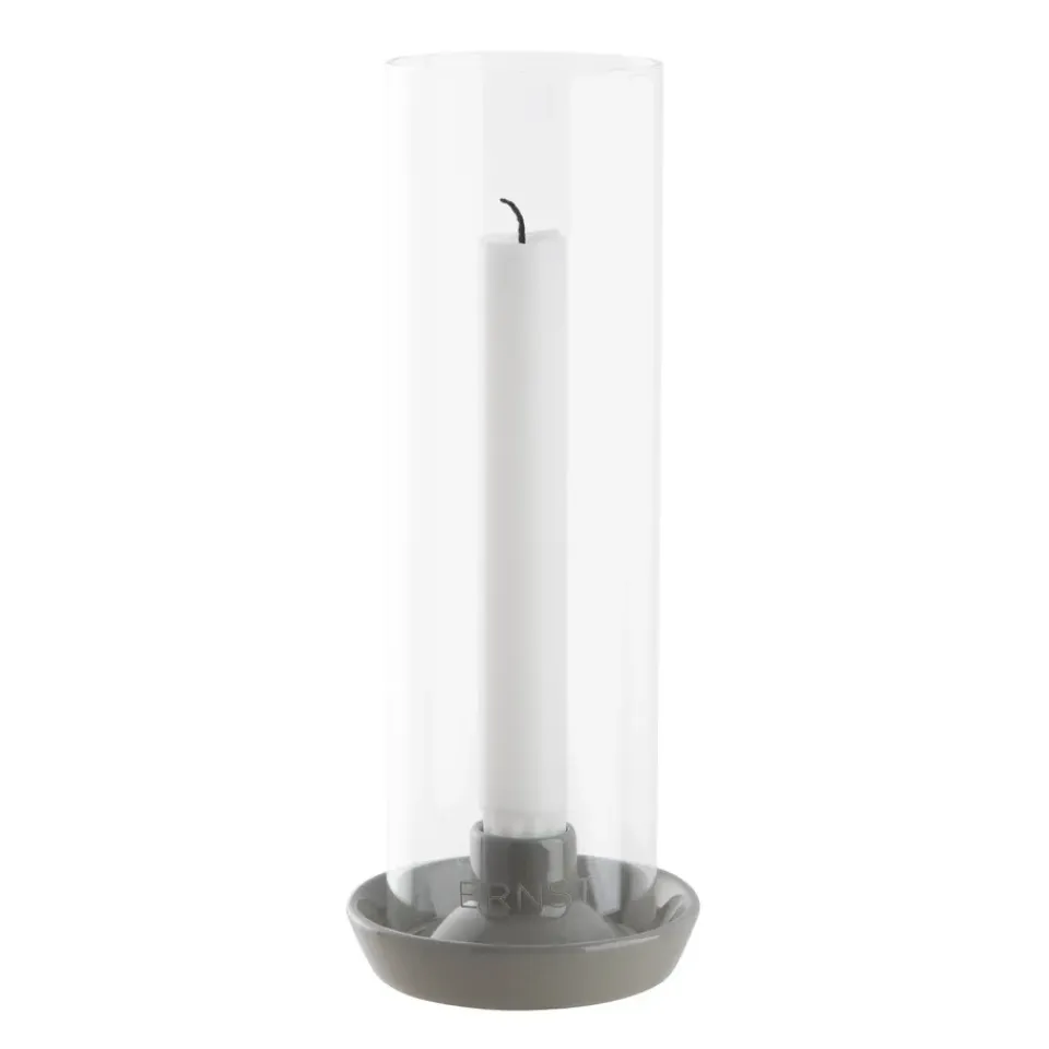 ERNST Candelabro cilindro de vidrio , Gris