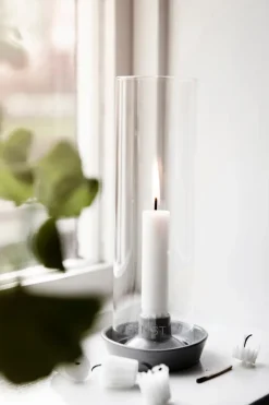 ERNST Candelabro cilindro de vidrio , Gris
