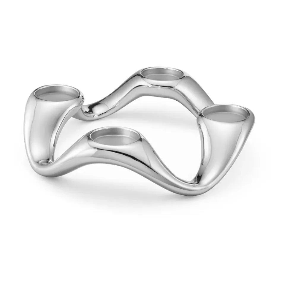 Hot Georg Jensen Candelabro Cobra Ø33 cm, acero inoxidable Plateado