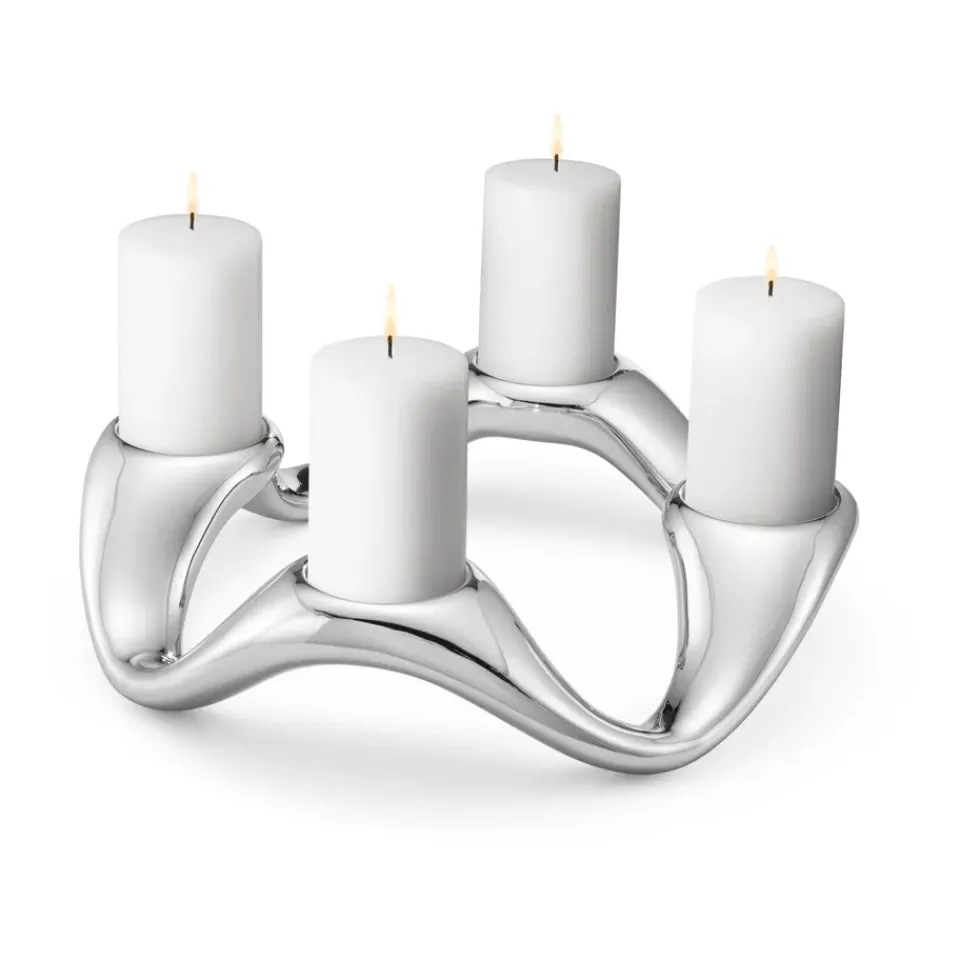 Hot Georg Jensen Candelabro Cobra Ø33 cm, acero inoxidable Plateado