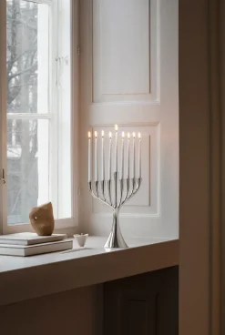 Hot Georg Jensen Candelabro Cobra menora de nueve brazos, Acero inoxidable Plateado