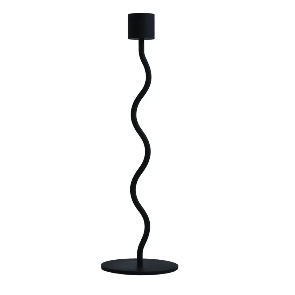 Hot Cooee Design Candelabro Curved 26 cm, Black Negro