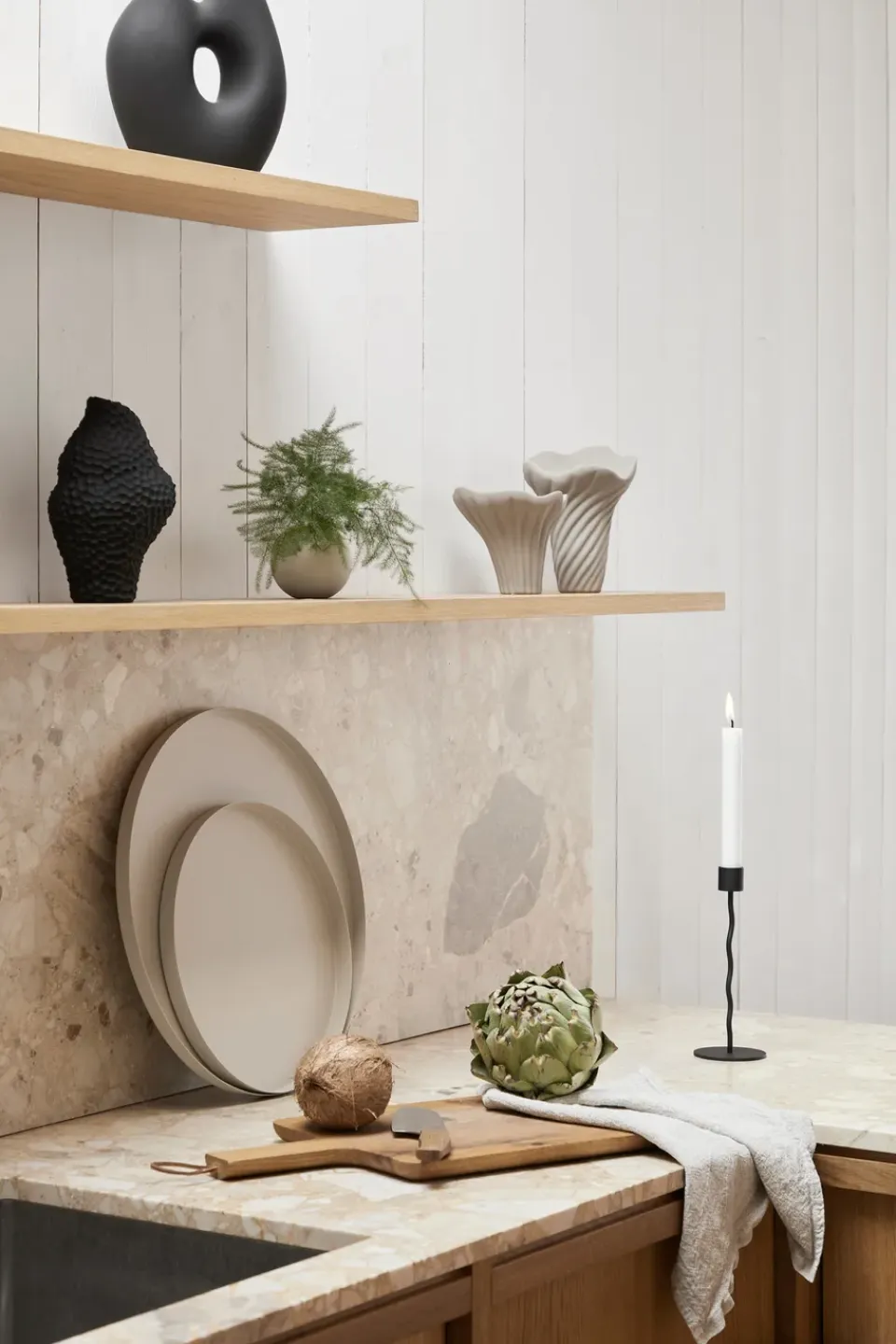 Hot Cooee Design Candelabro Curved 26 cm, Black Negro