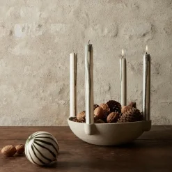 New Ferm Living Candelabro de Adviento Bowl cerámica large Ø27 cm, claro Gris
