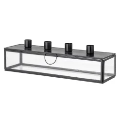 New Bloomingville Candelabro de adviento Pelo 34 cm, negro-transparente NegroTransparente