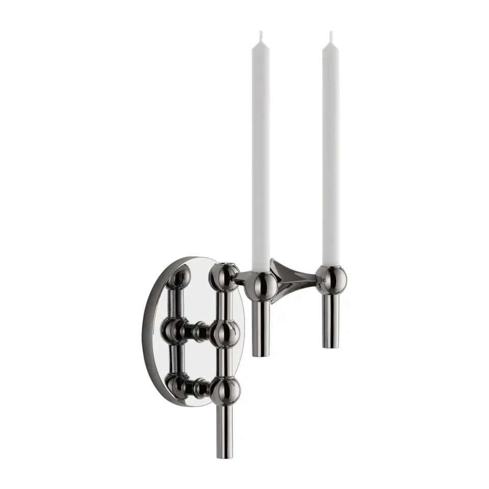 Clearance STOFF Candelabro de pared Nagel, Cromo negro Plateado