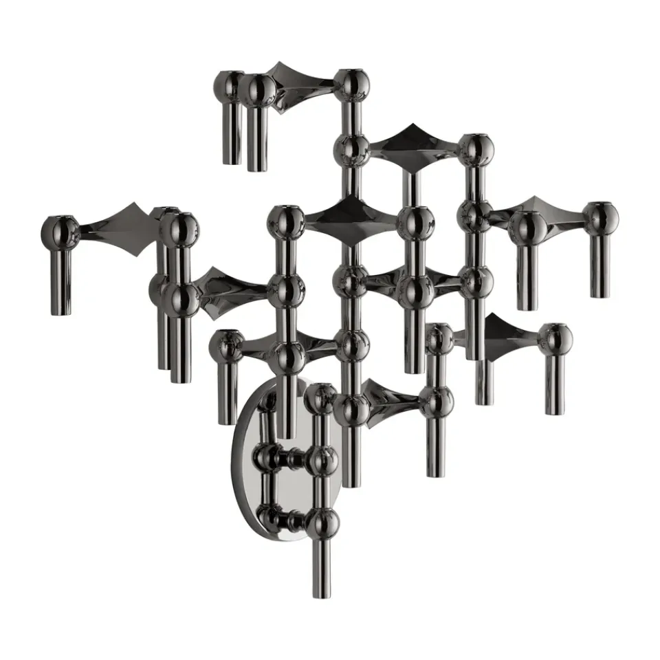 Clearance STOFF Candelabro de pared Nagel, Cromo negro Plateado