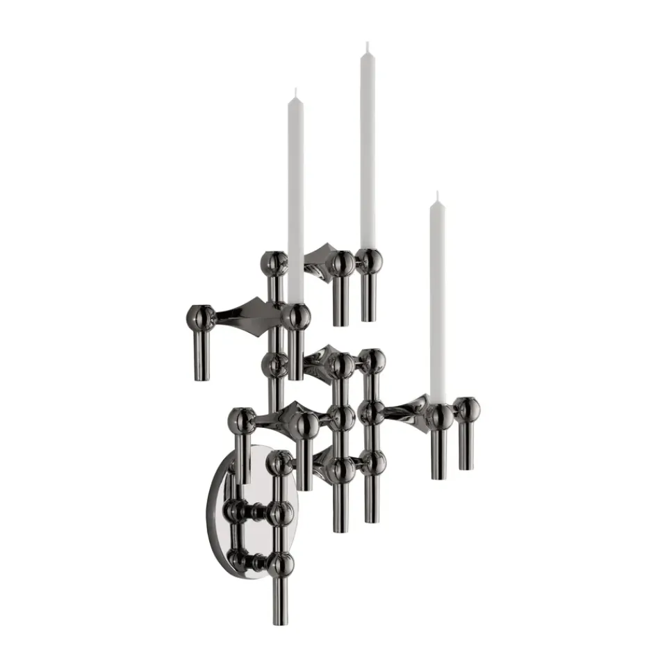 Clearance STOFF Candelabro de pared Nagel, Cromo negro Plateado