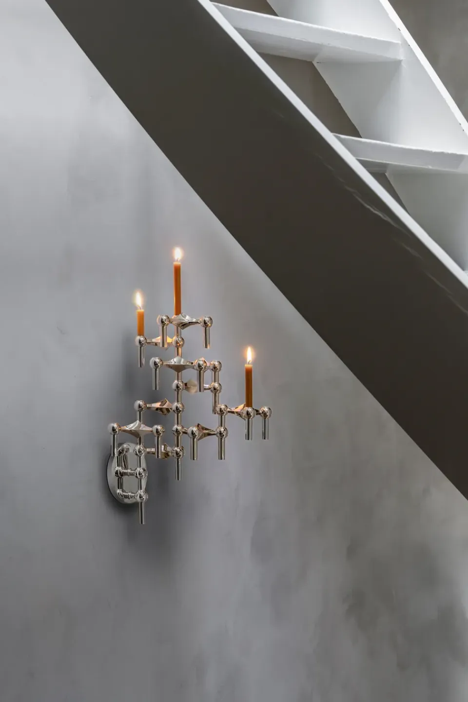 Online STOFF Candelabro de pared Nagel, Chrome Plateado