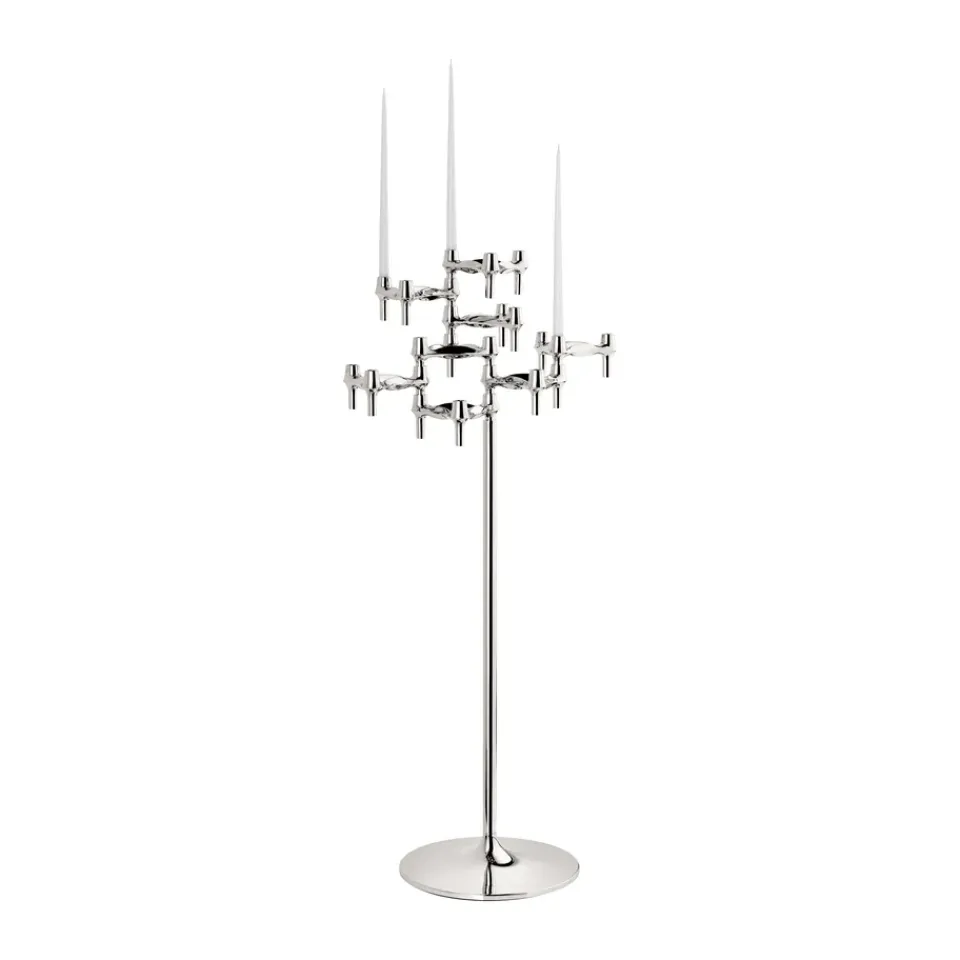 Discount STOFF Candelabro de pie Nagel 70 cm, Chrome Plateado