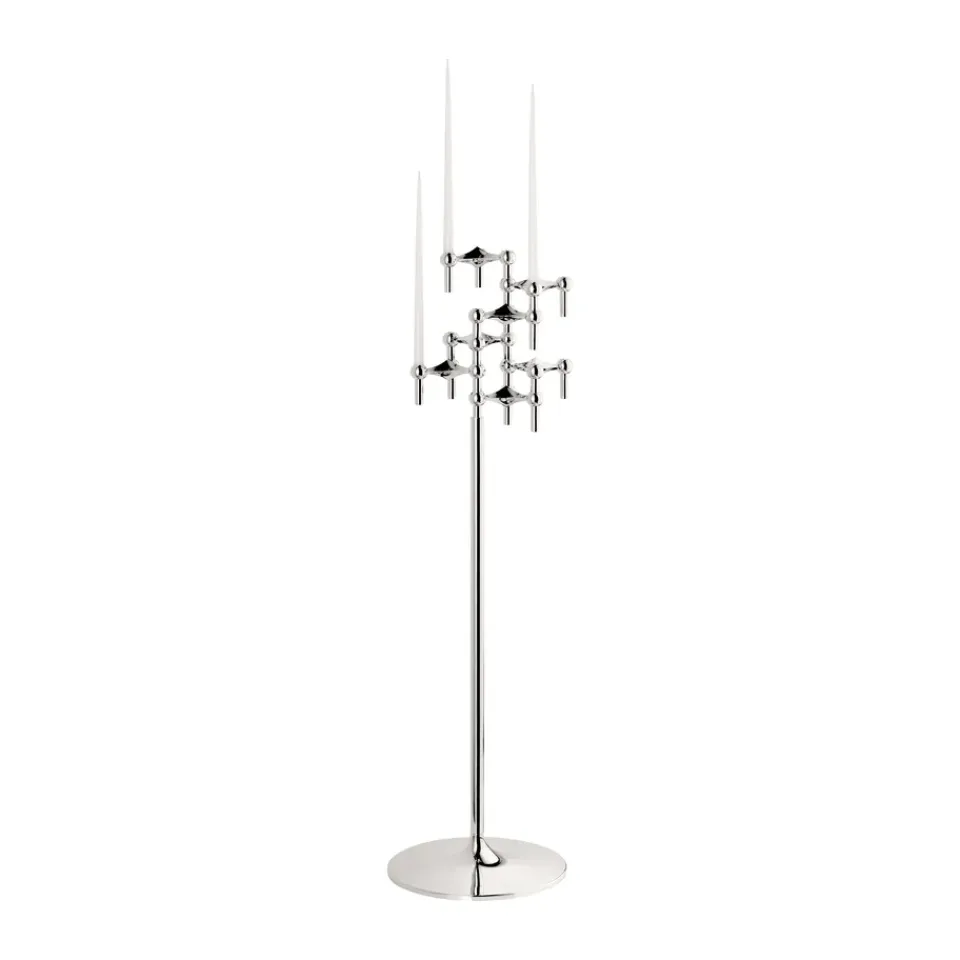 Discount STOFF Candelabro de pie Nagel 70 cm, Chrome Plateado