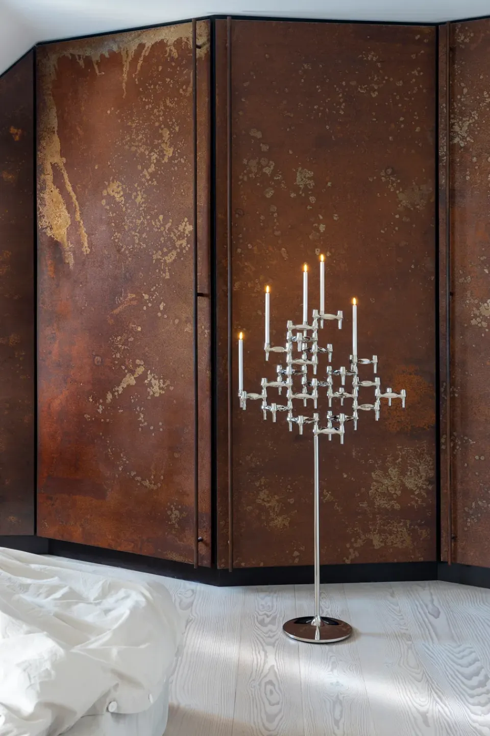 Discount STOFF Candelabro de pie Nagel 70 cm, Chrome Plateado