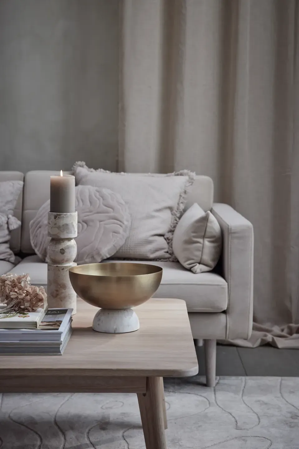 Clearance Lene Bjerre Candelabro Ellia 30 cm, Linen Beige