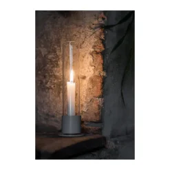 Hot ERNST Candelabro cilindro de vidrio Ø7,5 cm, Blanco natural BlancoGris