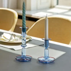 Outlet HAY Candelabro Flare mediano, Light blue-red Azul