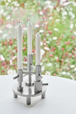 Discount Fritz Hansen Candelabro Jaime Hayon grande, Stainless steel Plateado