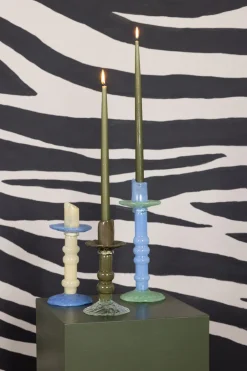 New Byon Candelabro Lara S 22 cm, Verde-claro VerdeTransparente