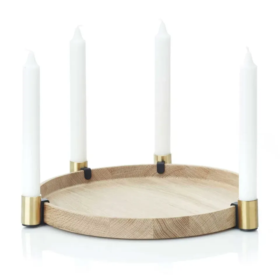 Discount Applicata Candelabro Luna maxi, roble-latón BeigeColor dorado