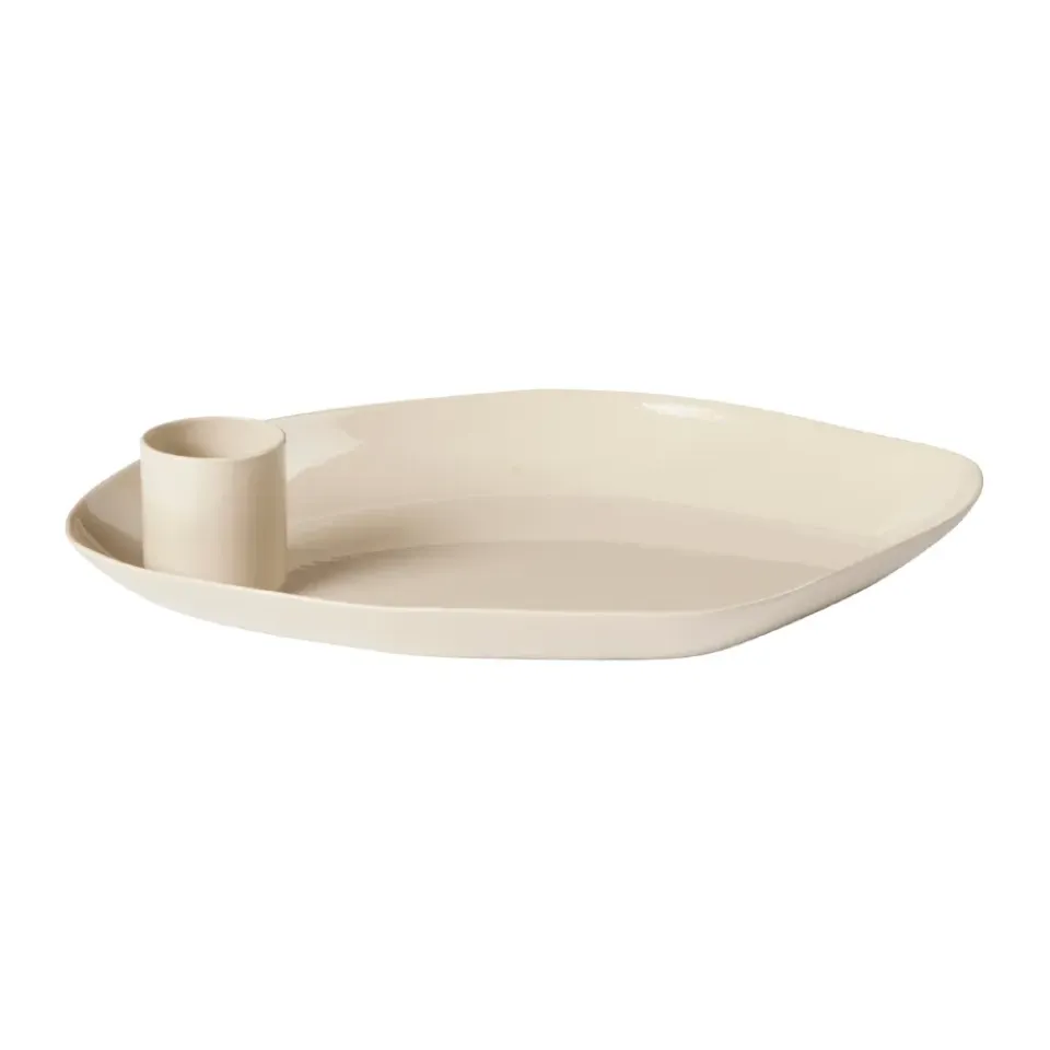 New Broste Copenhagen Candelabro Mie small, Rainy day grey Blanco