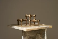 New STOFF Candelabro Nagel, Bronzed brass Marrón