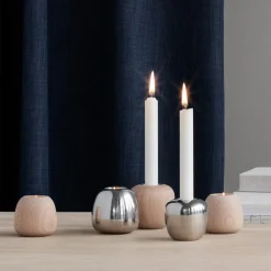 Hot Stelton Candelabro Ora madera, Grande Beige