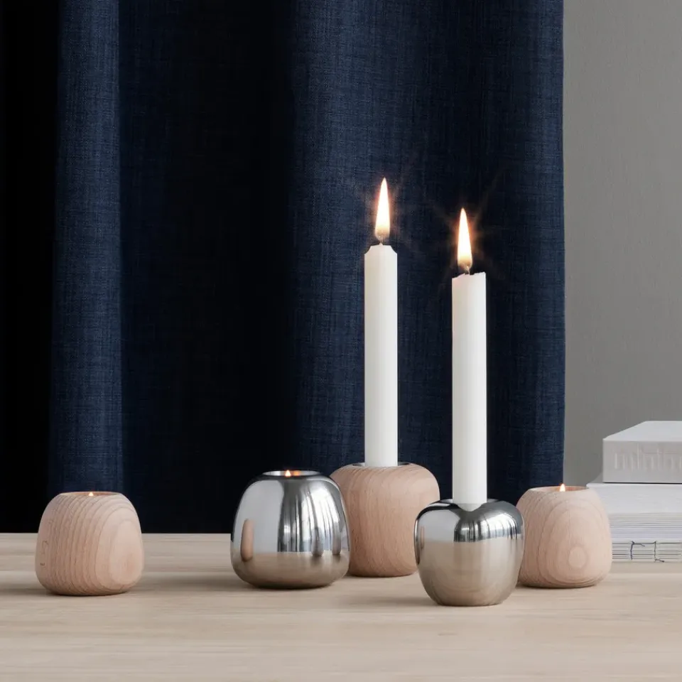 Sale Stelton Candelabro Ora madera, pequeño MarrónPlateado