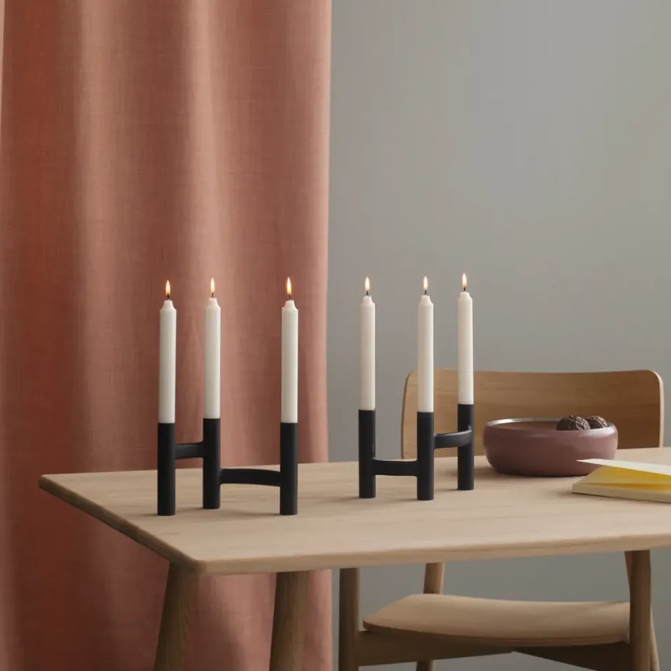 Discount Stelton Candelabro Ora trearmad, Negro