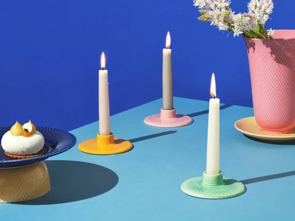 Best Lyngby Porcelæn Candelabro Rhombe 3 cm, Rosa