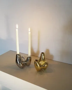 Clearance Hein Studio Candelabro Unity, Bronce Color dorado