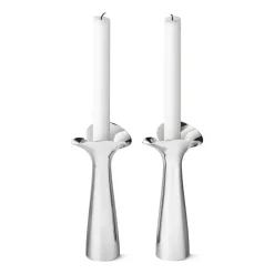 New Georg Jensen Candelabros Bloom Botanica, set de 2, acero inoxidable Plateado